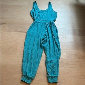Michael Stars Turquoise Textured Gauze Jumpsuit